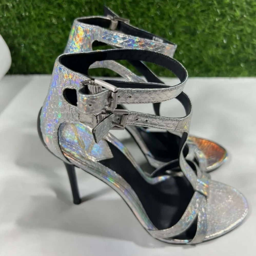 Women's BRIAN ATWOOD Size 8.5 Leather Ankle Sandal High Heel Party Shoes